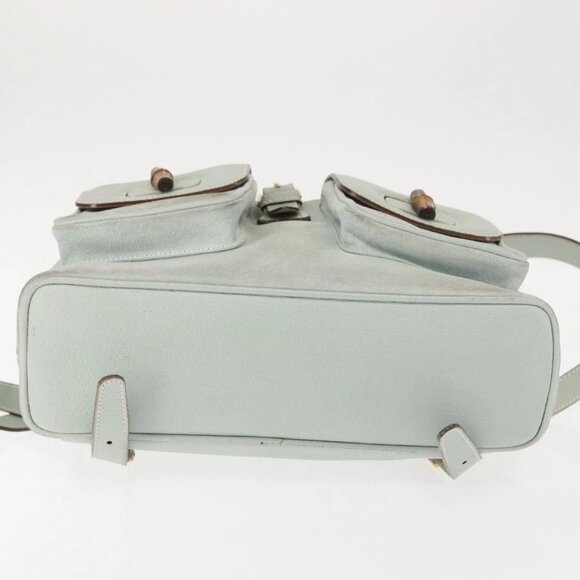 GUCCI Bamboo Backpack Suede Outlet Light Blue Gold main image 6